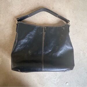 Axcess by Liz Claiborne Crinkle Large Leather Purse w/ White SeamShoulder Bag